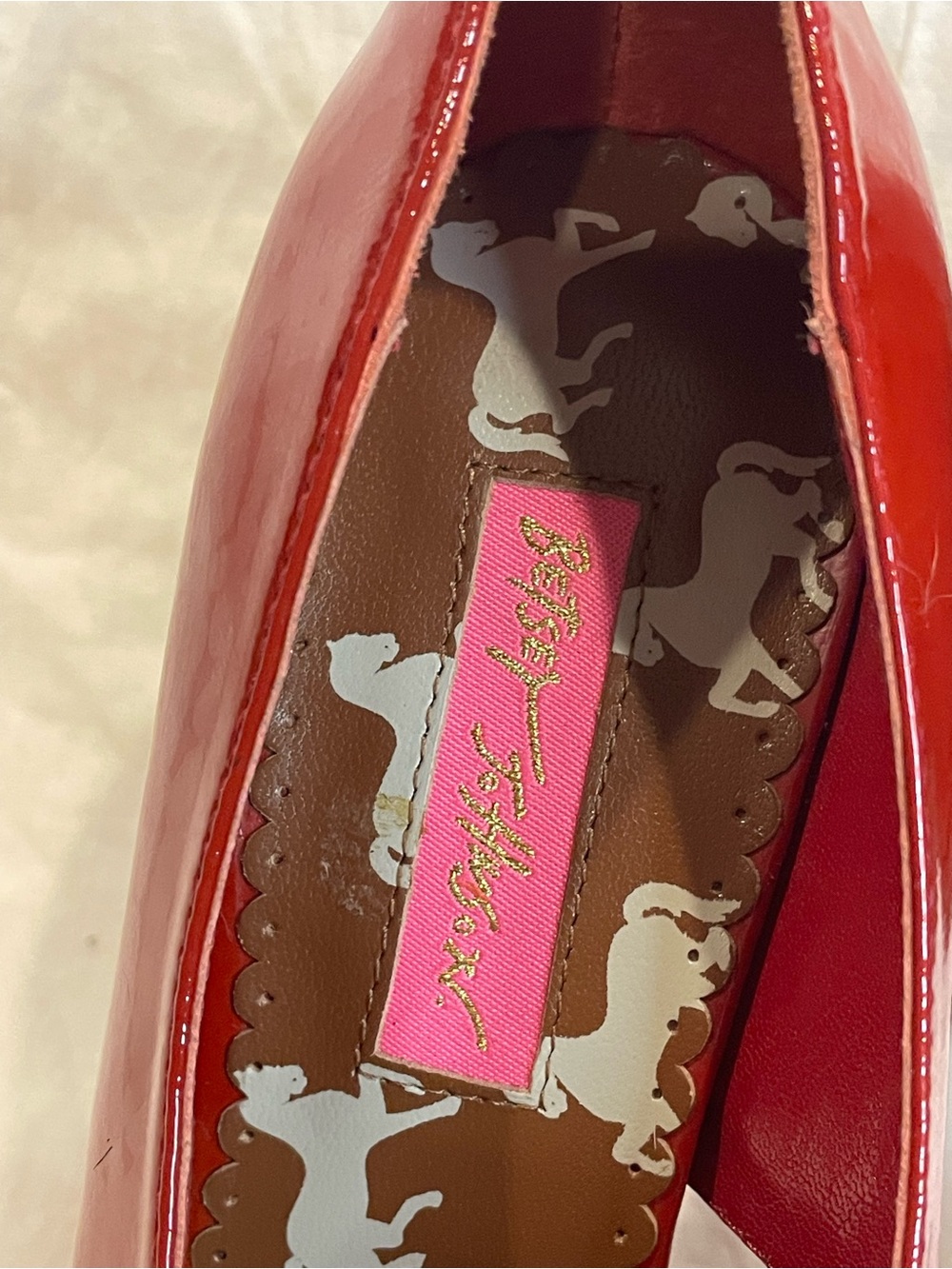 Betsey Johnson 7.5 Leopard Red Patent Bow Platform Stiletto Heels Y2K - Picture 3 of 11